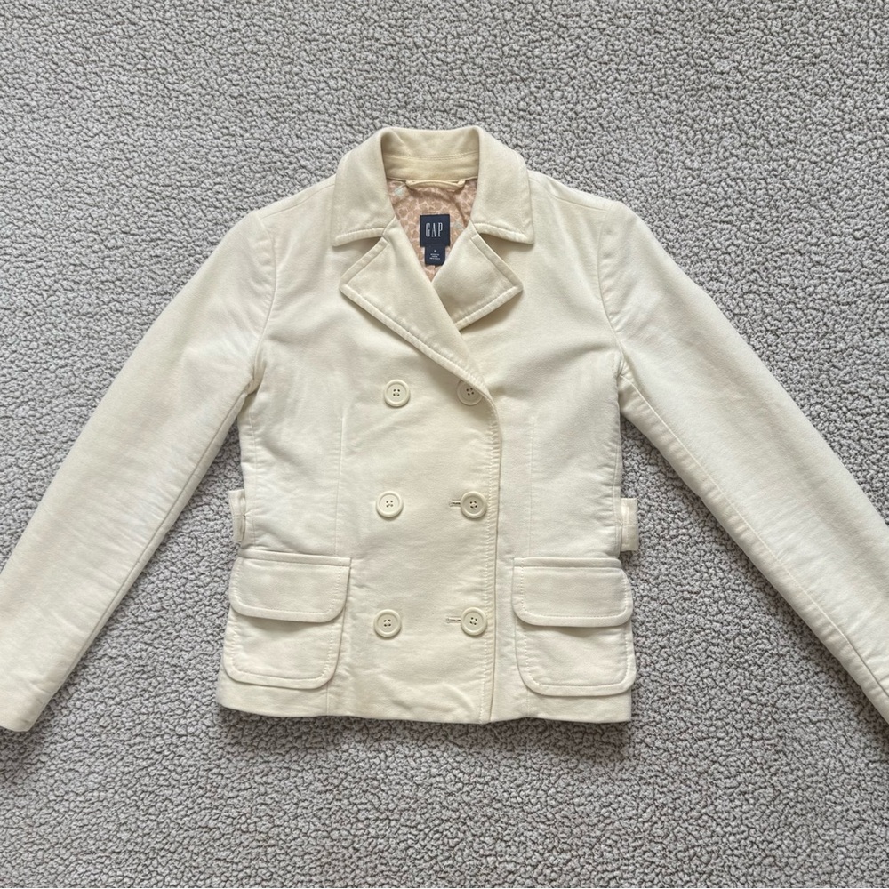 GAP Cream Double-Breasted Pea Coat